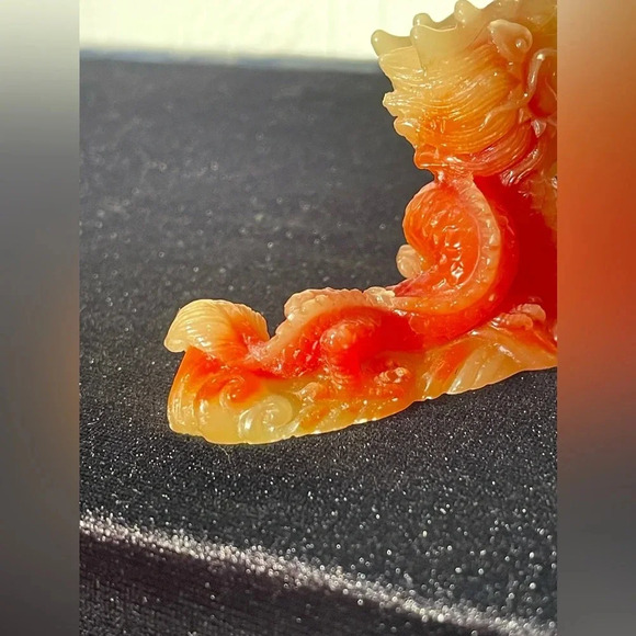 Fantasy Orange and Green Resin Chinese Dragon Figurine - Picture 2 of 10